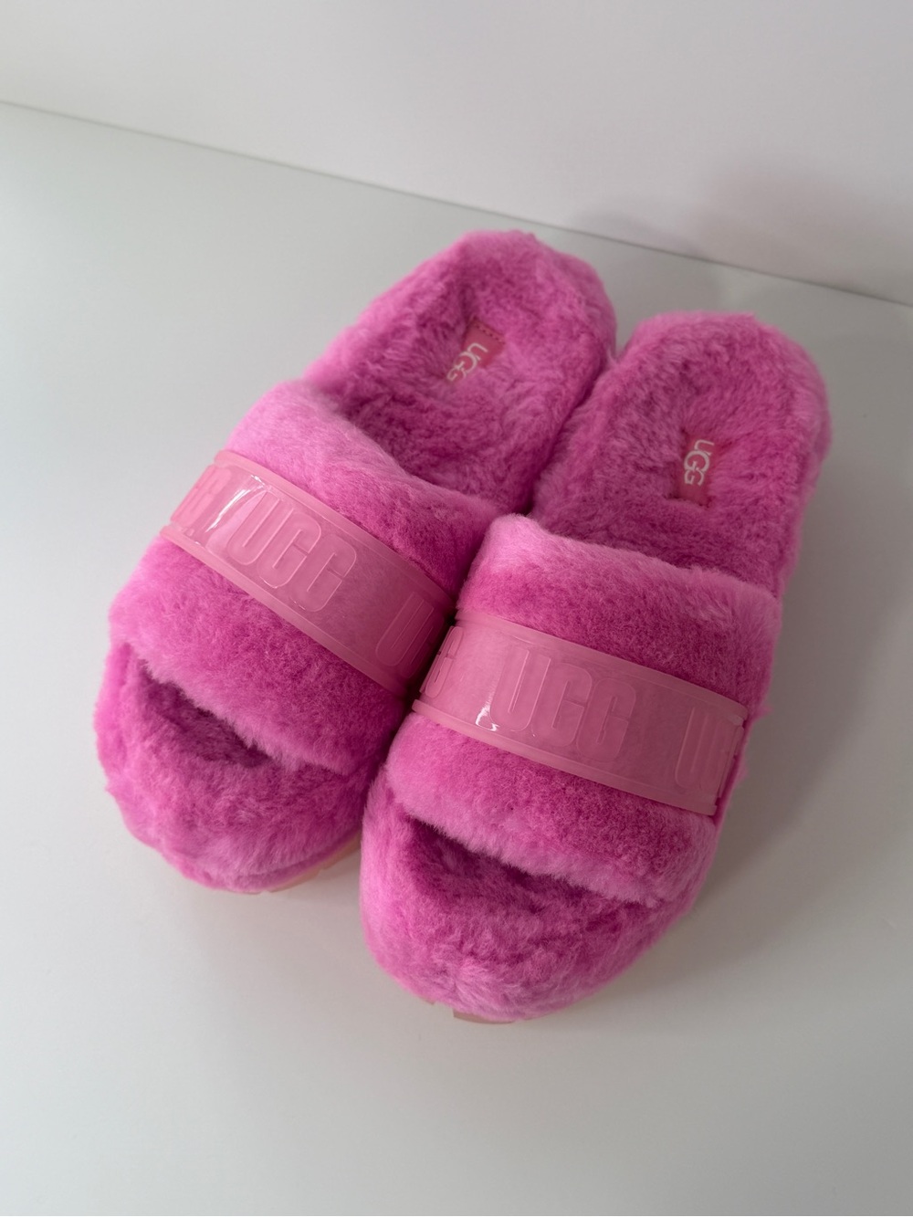 UGG Pink Plush Fluff Slide Women's Slippers
